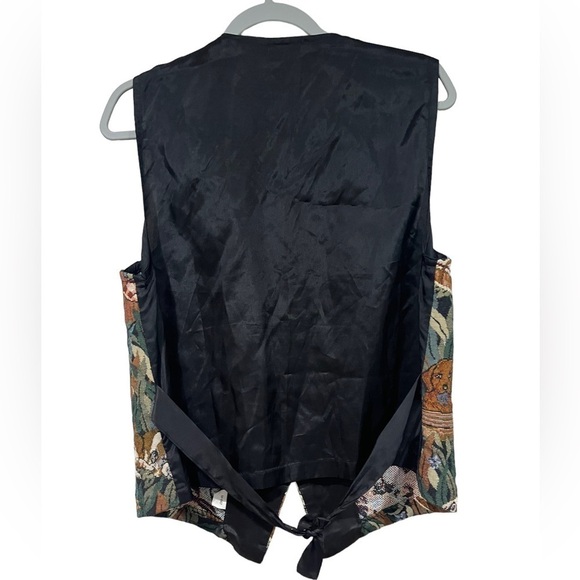 Cabin Creek Vintage 90s Puppy Dog Button Down Vest Size Large Black Brown Green - Picture 4 of 6
